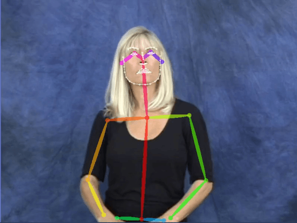 A woman communicating via ASL
