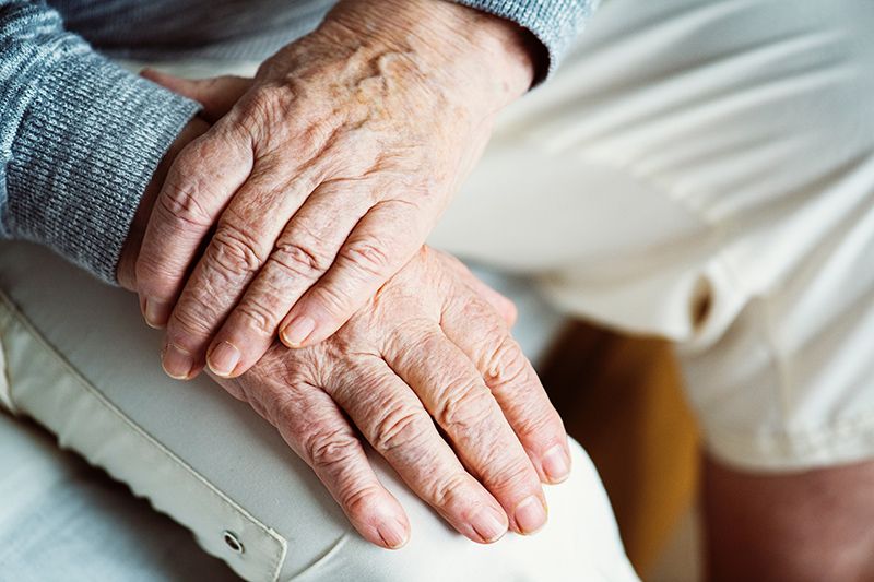 Hands of elderly person