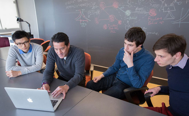 Photo: Left to right: Steven Wu, Professor Michael Kearns, Professor Aaron Roth, and Grigory Yaroslavtsev
