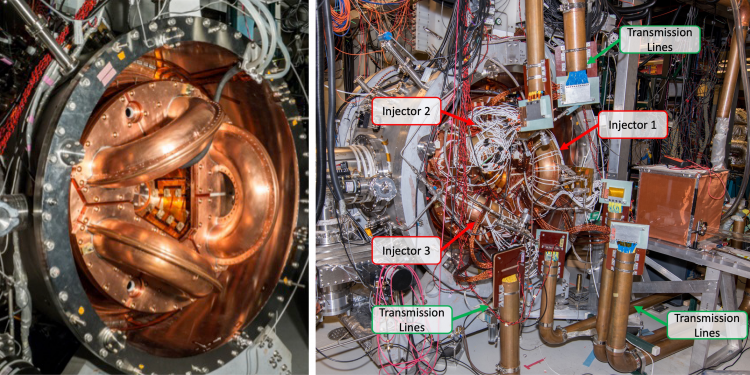 Two photos of the team’s prototype reactor