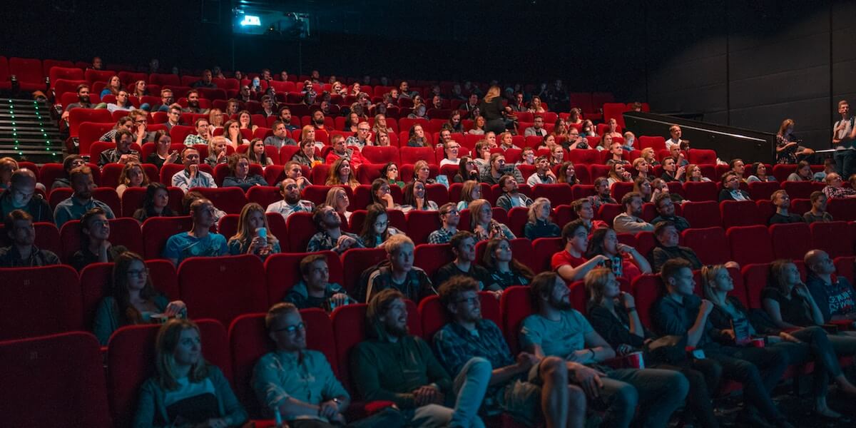 A crowd in a movie theater.