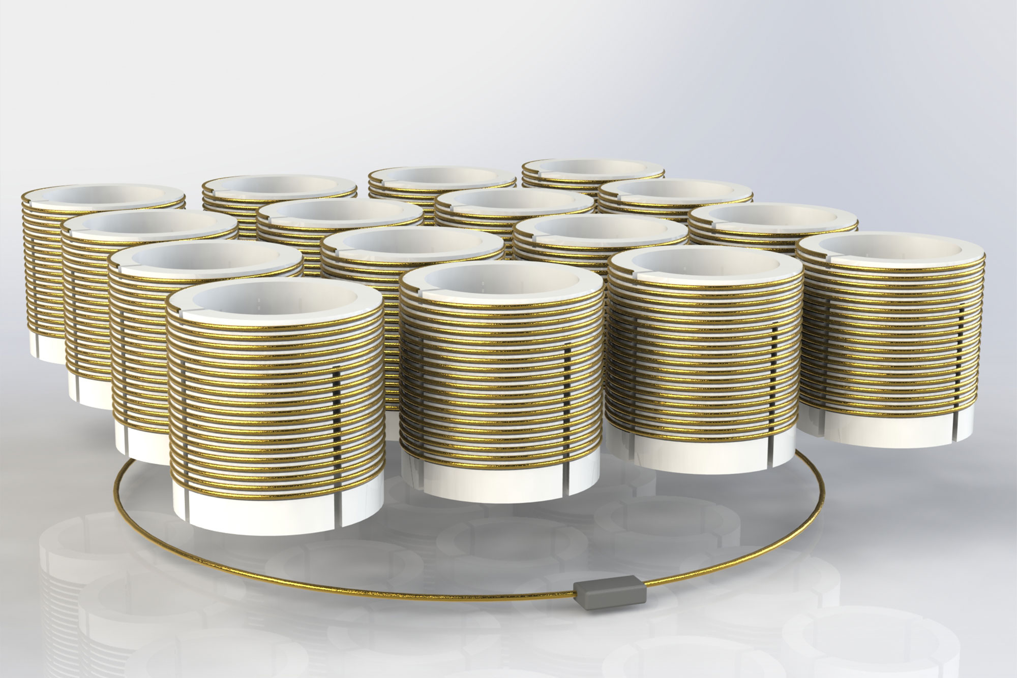 An array of metallic helical sensors