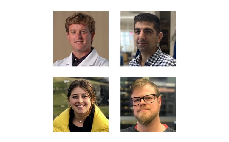 Study Finds How Our Brains Turn Into Smarter Fighters Against Neurodegenerative Diseases; “With this study, we’ve found a way to potentially harness microglia themselves to treat neurodegenerative diseases,” said Mathew Blurton-Jones of UCI (clockwise from upper left), pictured with Jean Paul Chadarevian of UCI, and Frederick “Chris” Bennett and Sonia Lombroso of Penn.