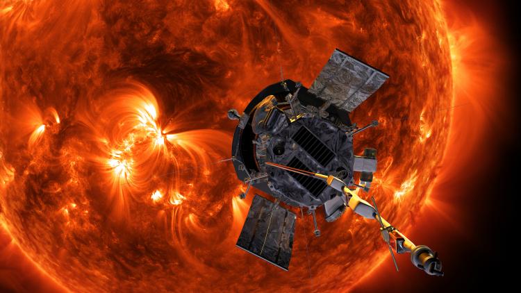 Artist's rendering of Parker Solar Probe orbiting the sun.