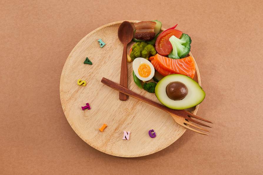 Wooden plate with health foods