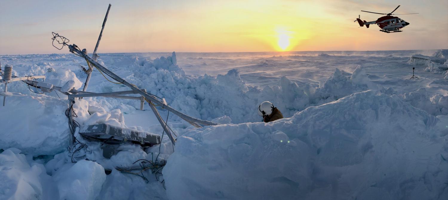 Helicopter over the arctic