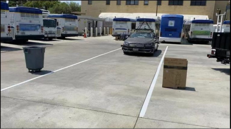 autonomous vehicles in between parking spaces