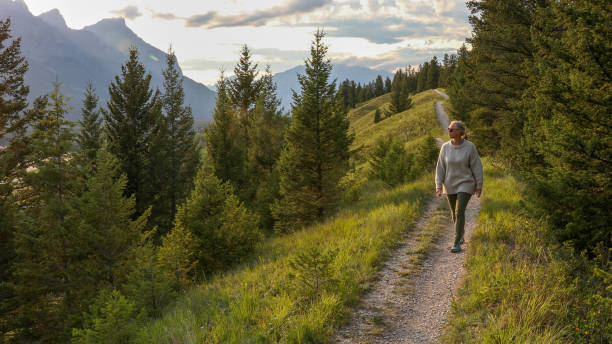 Woman walking outside, reducing her dementia risk