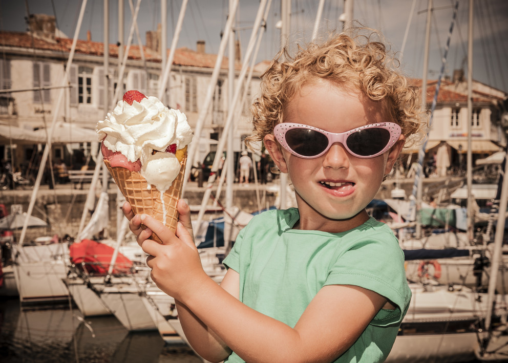 A kid with an ice cream cone