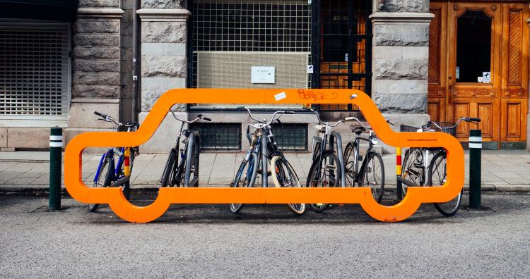 bikes in a car shaped rack