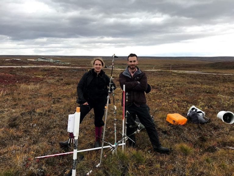 Researchers at the NSF Toolkit Field Station in Alaska analyzing permafrost