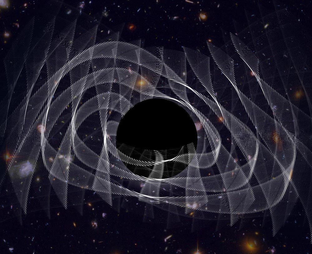 Illustration of a black hole ringing