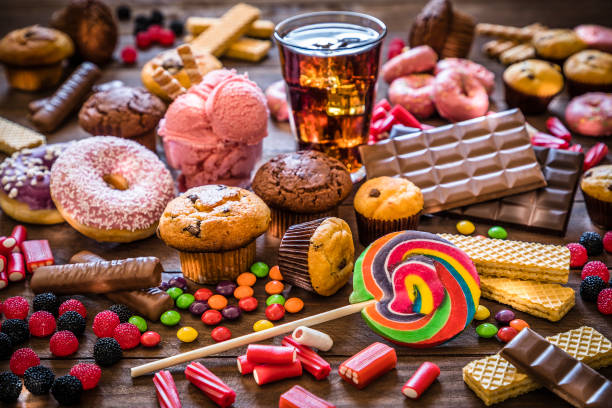 Sugary food, potentially harmful to oral health