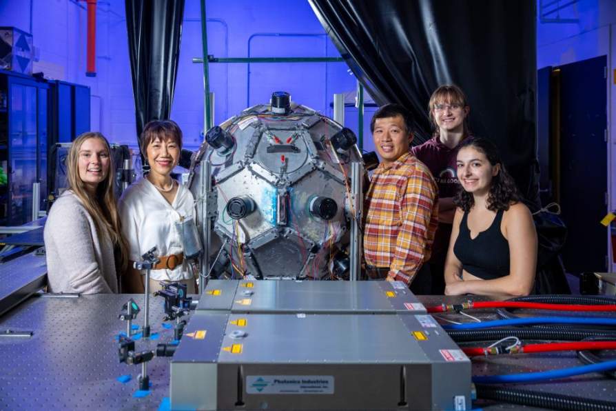 University at Buffalo research team with a turbulence chamber