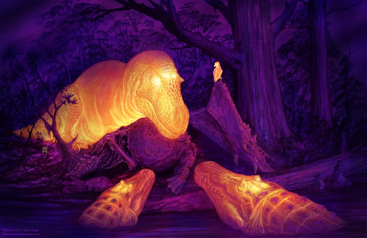 A graphic thermal image of a T. rex