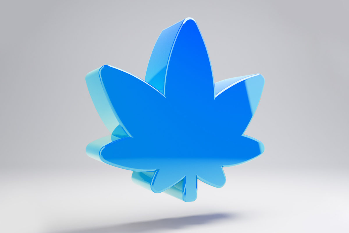 A stylized marijuana leaf.