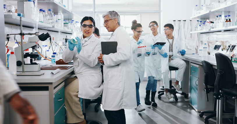 researchers at work
