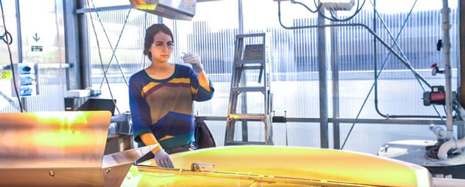 Emily Cook, KU engineering student in the lab.
