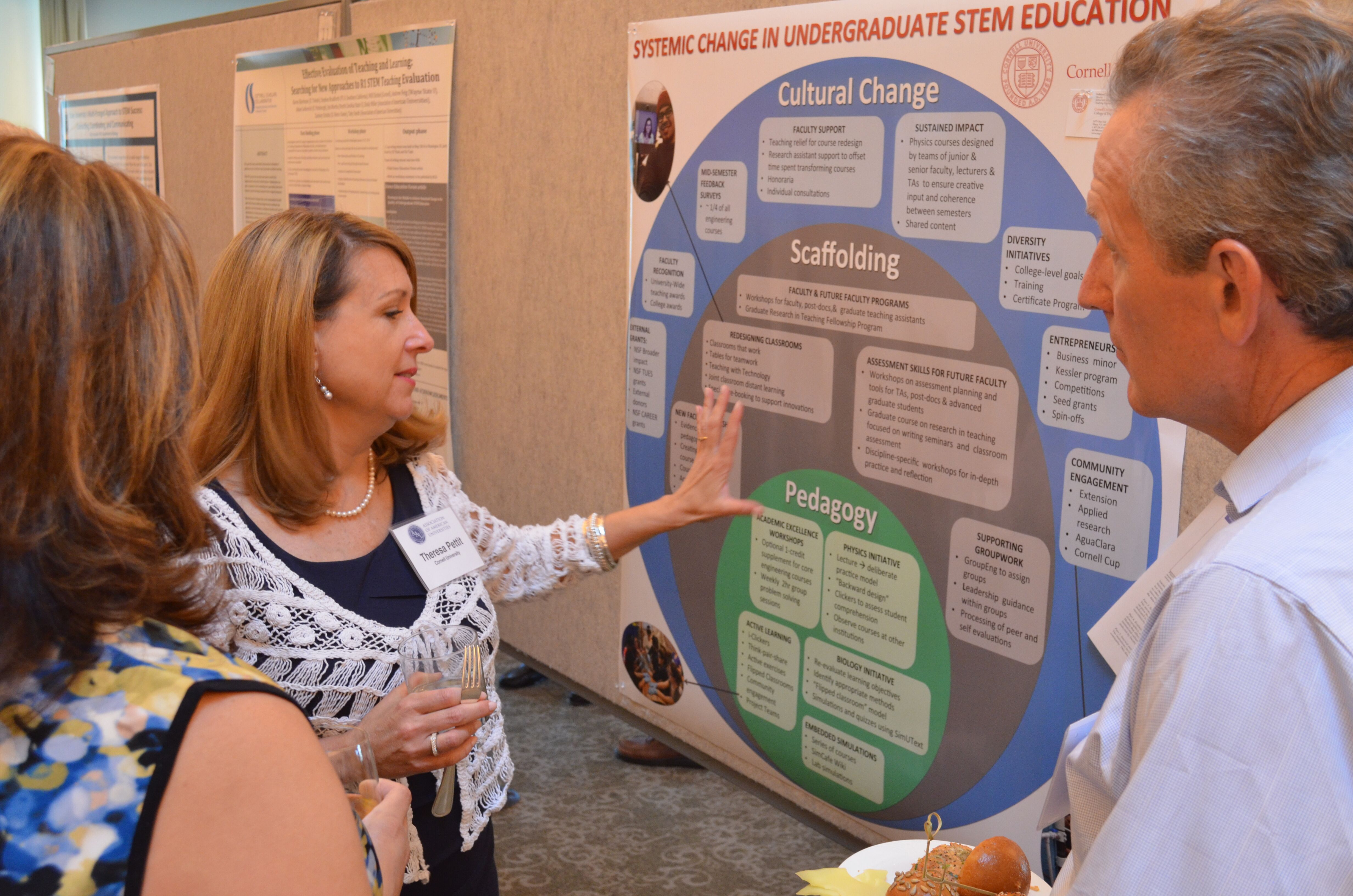 At the AAU annual STEM network conference, an attendee highlights to the STEM framework