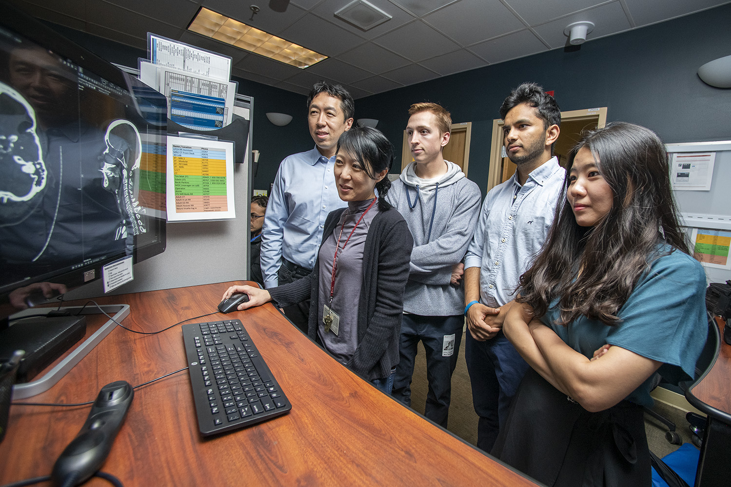 The development team reviews software.