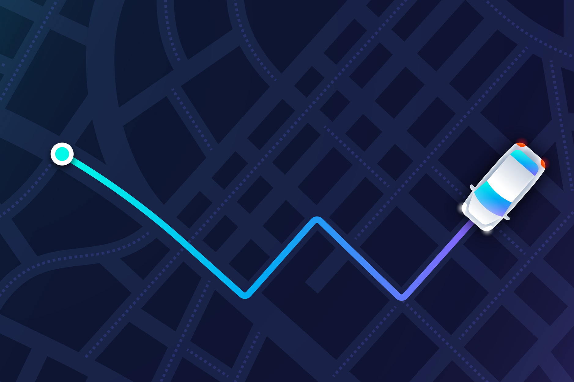 The trajectory of a self-driving vehicle.