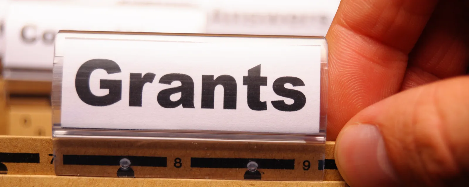 Tag on a folder in a group of files that reads "grants"
