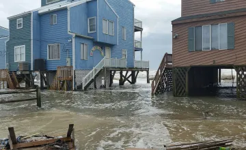 Study Finds Record-breaking Rates of Sea-level Rise Along the U.S. Southeast and Gulf Coasts Since 2010; Photo, courtesy of the North Carolina Department of Transportation, shows coastal flooding at Outer Banks, North Carolina.