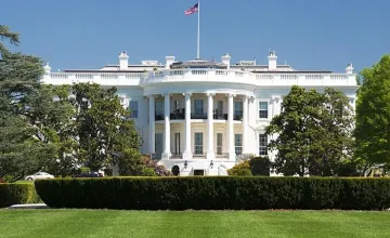 The front lawn of the White House.