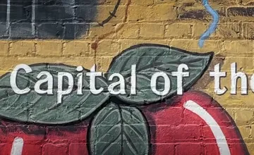 Georgia Tech Helps Rebuild Former Pimento Capital of the World; photo of the phrase "Pimento Capital of the world" on