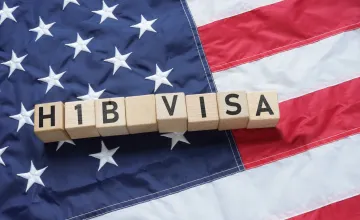 Wooden letter blocks spelling out H1B Visas