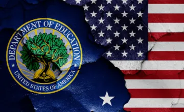 Education department and U.S. flag