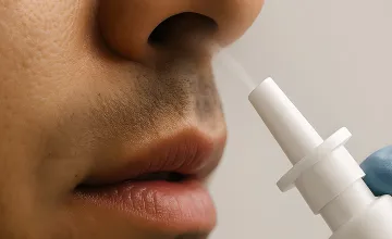 Intranasal vaccine spraying into a nose