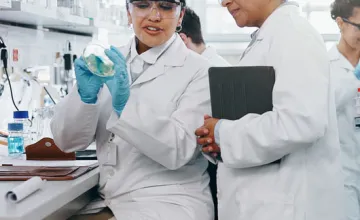 Researchers working in a laboratory