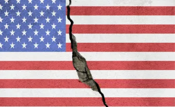 A cracked american flag, building civic bridges