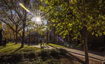 Students walking on the Yale campus 