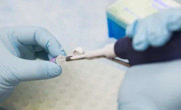 technician testing saliva
