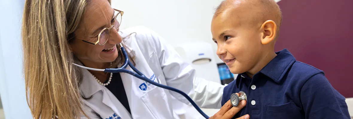 Dr. Giselle Sholler with patient Ford Bartle at Penn State Health Children's Hospital - Pediatric Hematology-Oncology and Infusion Clinic on Wednesday, Aug. 7, 2024.