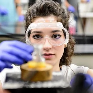 Photo of student in lab