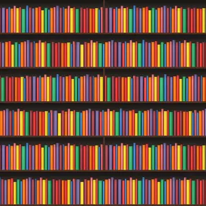 Colorful books on a shelf
