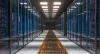 Server racks in a data center. 