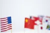 American Flag in foreground, set apart from other nations' flags in the background. 