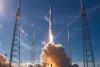 A SpaceX rocket launching into space.