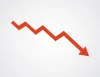 Red downward arrow indicating a downward trend on a white background