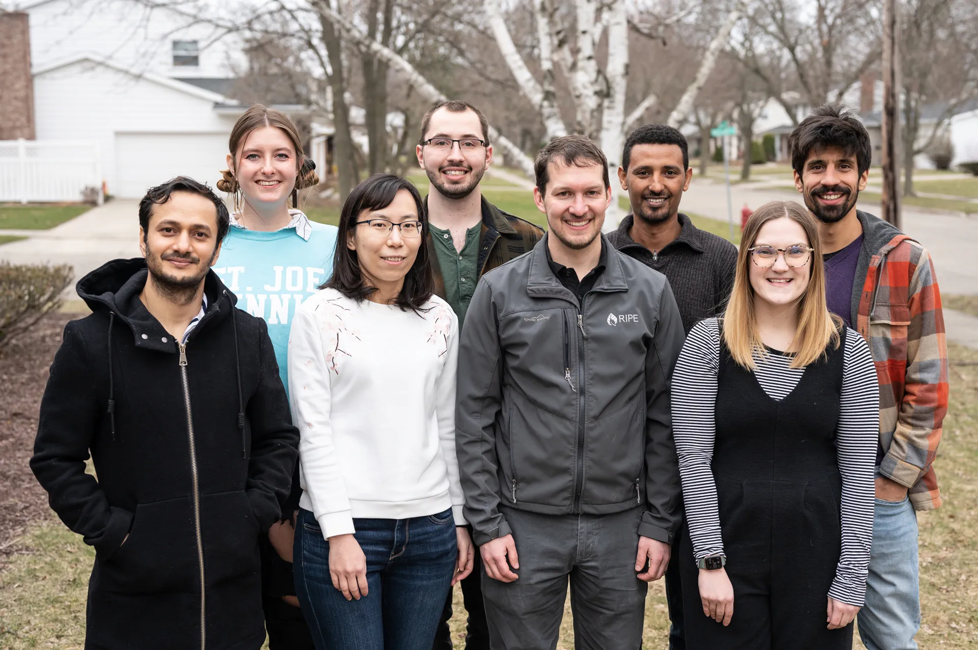 "Is there a link between climate change and plant nutrition; A photo of the Walker lab team at Michigan State University. In the front row, left to right: postdoctoral scholars Binod Basyal and Xinyu Fu, Assistant Professor Berkley Walker and graduate student Kaila Smith. In the back row, left to right: laboratory technician Heather Roney, graduate student Luke Gregory and postdoctoral scholars Kelem Gashu Alamrie and Mauricio Tejera-Nieves. Credit: Emily Walker"